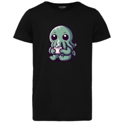 cthulhu istuu kahvikupin kanssa t-paita.